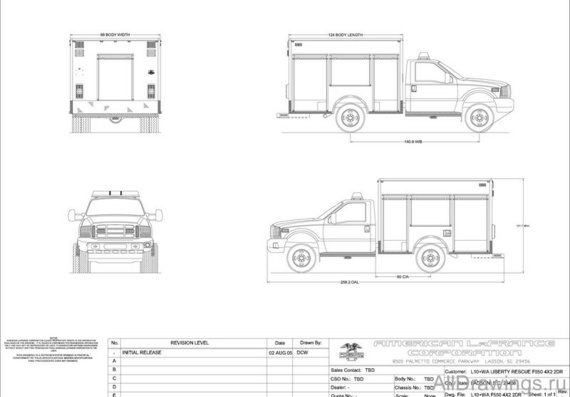 Ford F-550 Rescue (2005) чертежи (рисунки) грузовика